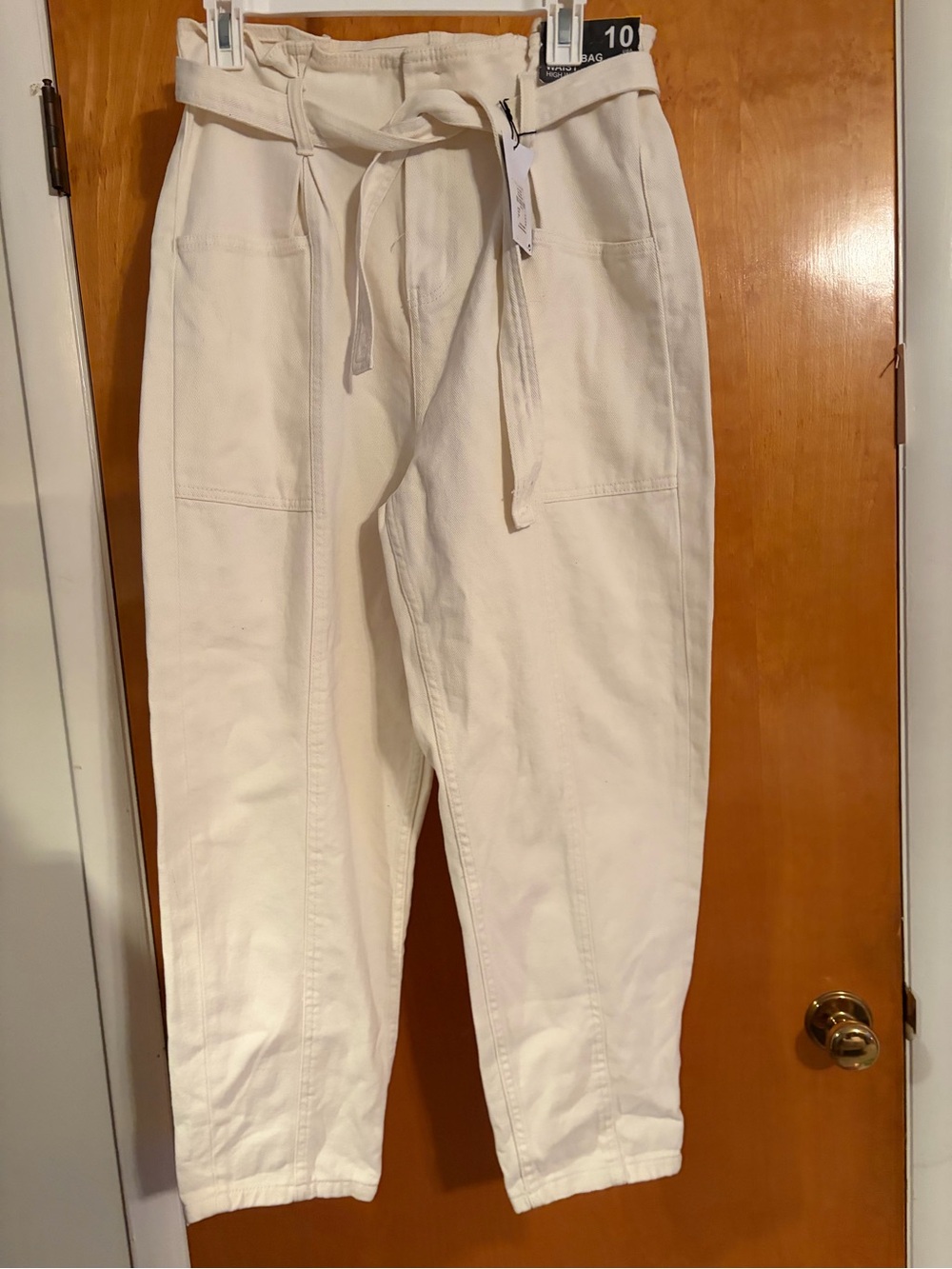 Primark Paperbag Waist High Rise Jeans in Ecru sz 10 - Picture 3 of 3